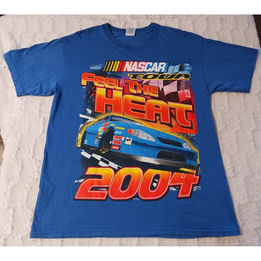 Vintage Nascar Feel The Heat 2004 Tour Double Sided Graphic Shirt Men's Size L